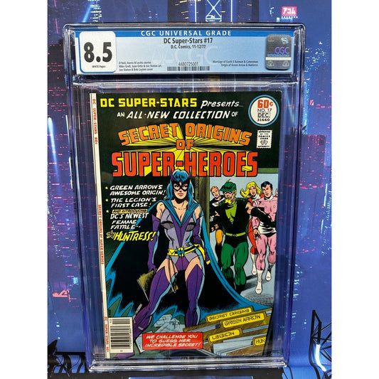 DC Super-Stars #17 CGC 8.5 1977 Newsstand 1st print Huntress App D.C. Secret Origins of Super-Heroes