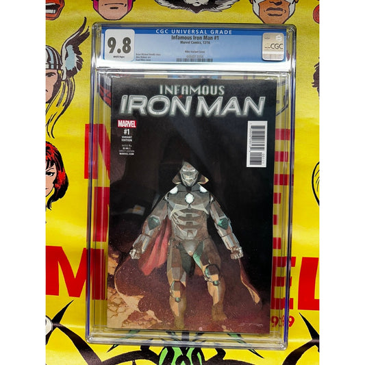 Infamous Iron Man # 1 CGC 9.8 Ribic Variant Dr Doom 2016 Marvel 1:25